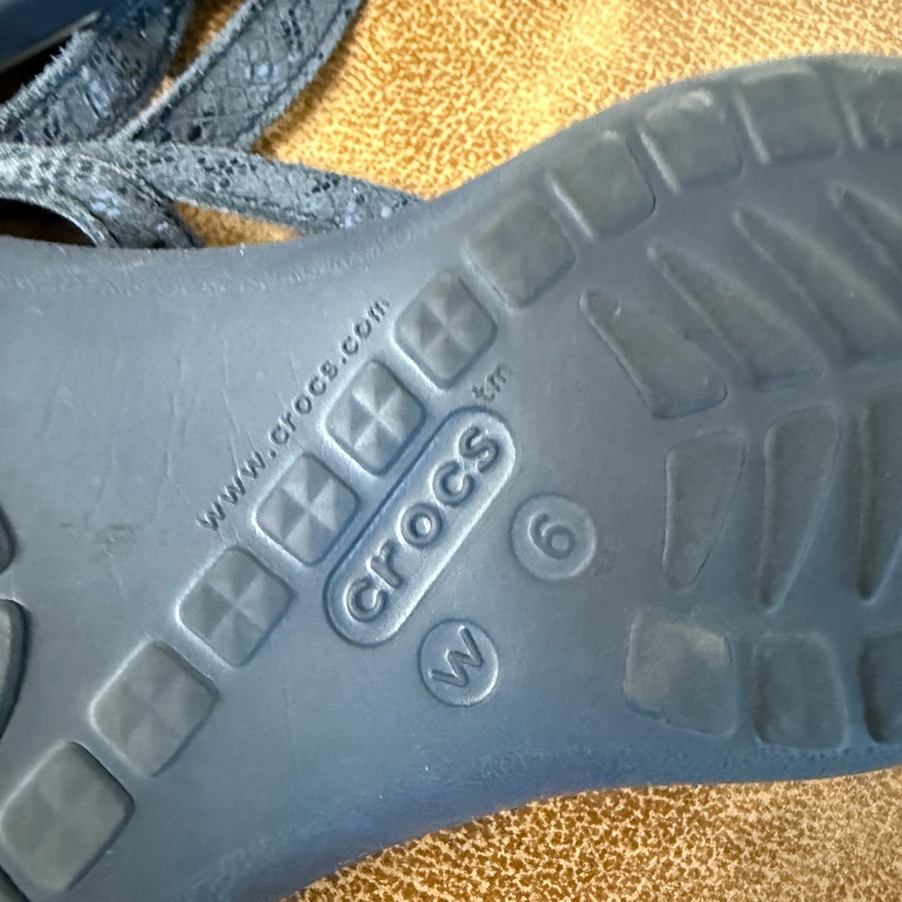 CROCS Dark Blue Textured Capri Flip Flops - Picture 5 of 7